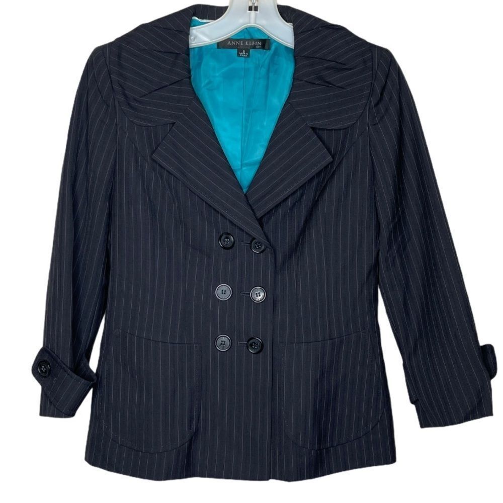 Anne Klein Wool Blend Blazer Navy